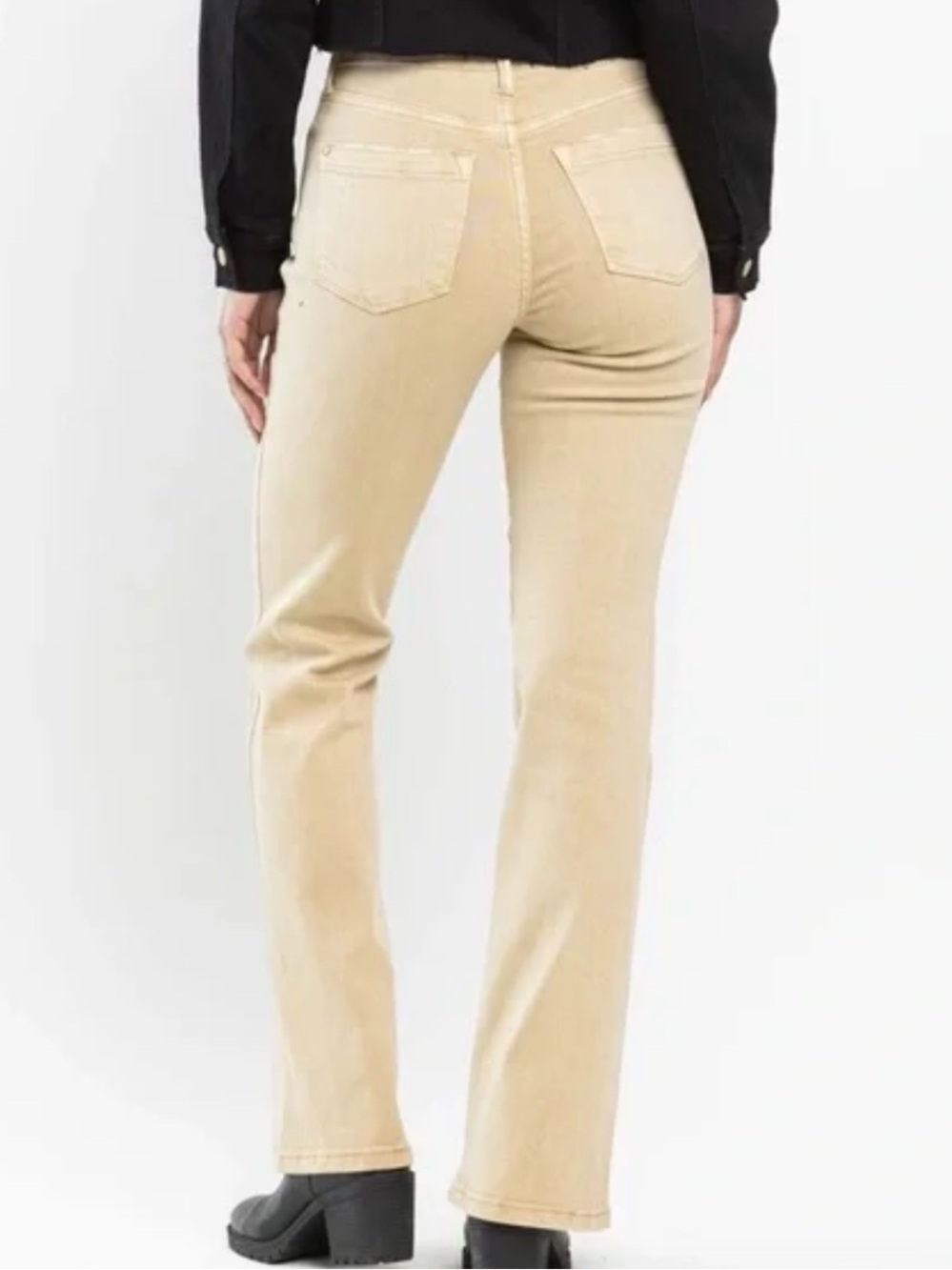 NWT Judy Blue Mid-Rise Garment Dyed Khaki Slim Bootcut Jeans 88504 size 15/32 - Picture 2 of 9